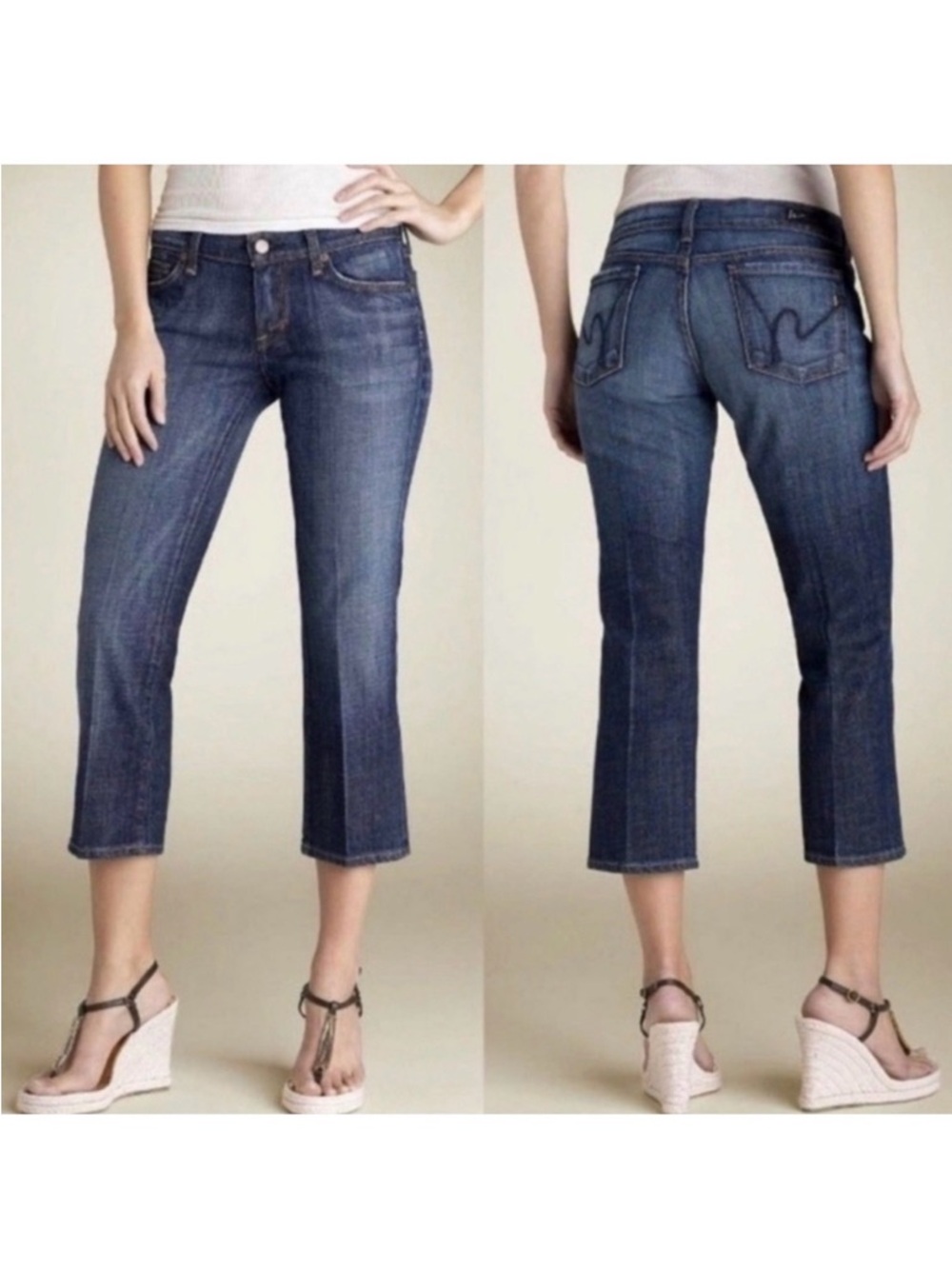 Citizens of Humanity Kelly Stretch #063 Low Waist Crop Blue Jeans Womens Size 28